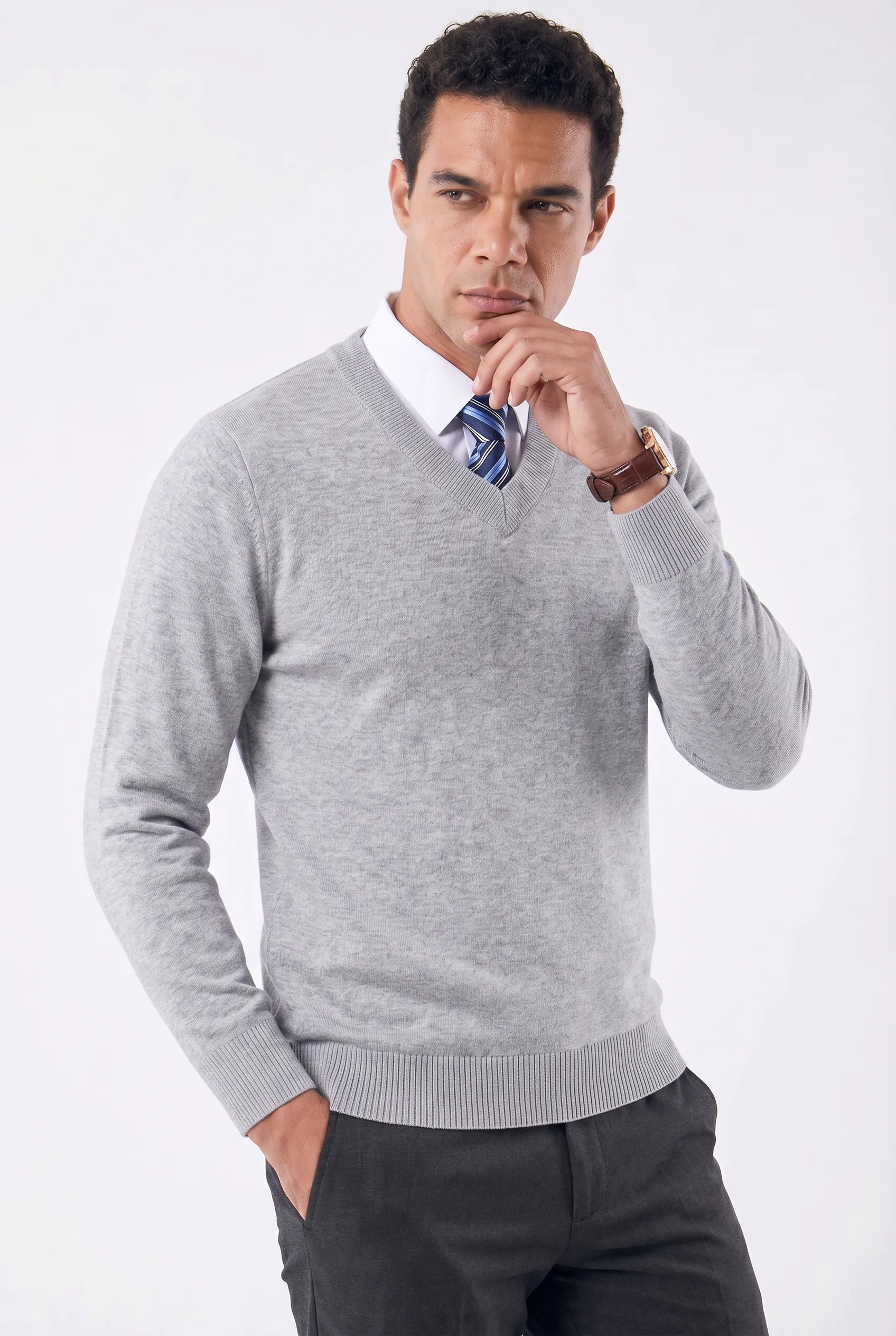 Suéter Masculino Semi-Slim de Gola V