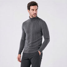 Suéter Masculino de Gola Alta com Caimento Estruturado cinza