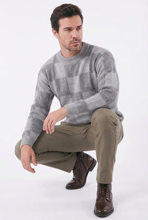 Suéter Masculino de Trama Xadrez em Relevo