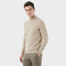Sueter Masculino Atemporal de Gola Alta com Caimento Refinado bege