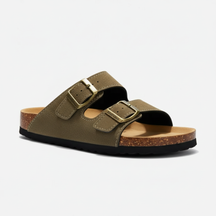 Sandália Masculina Premium em Camurça Cálion Verde Musgo